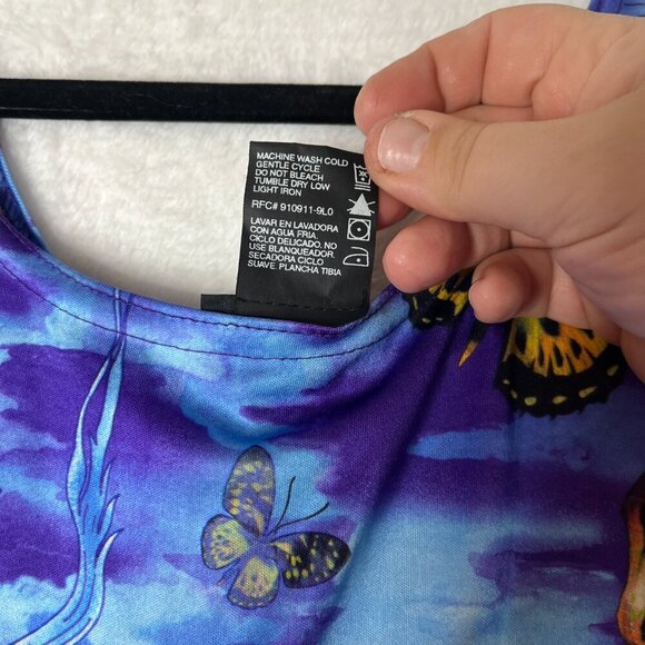 VNTG No Boundaries Clouds Butterflies Dragons Column Dress y2k 90s Junior sz M - Picture 6 of 8